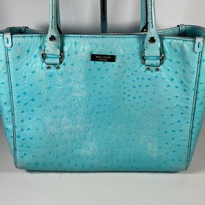Kate Spade Robins Egg Blue Ostrich Leather Tote